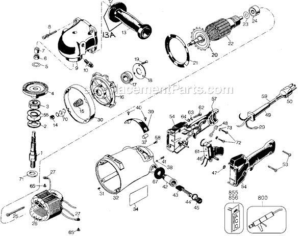Page A Diagram and Parts List for 4076 Type 3 Black and Decker Sander Polisher
